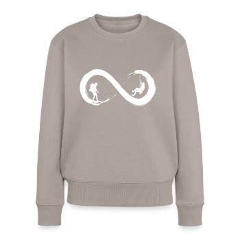 Unendliches Klettern - Frauen Premium Bio Pullover - Taupe - Vorne - Julia (174cm)