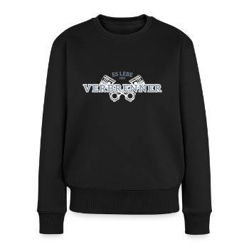 Es lebe der Verbrenner!!! - Frauen Premium Bio Pullover - Schwarz - Vorne - Julia (174cm)