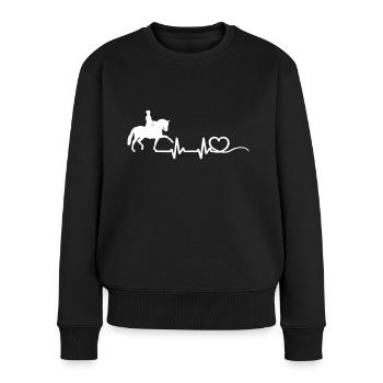 Heartbeat Herz mit Dressurreiter Silhouette 1 weiß - Frauen Premium Bio Pullover - Schwarz - Vorne - Julia (174cm)