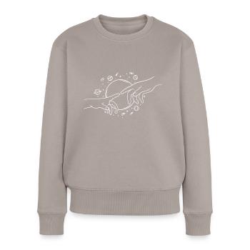 Astrologie Hände Finger berühren - Frauen Premium Bio Pullover - Taupe - Vorne - Julia (174cm)