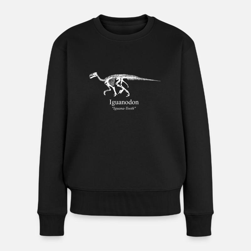 Iguanodon weiss - Frauen Premium Bio Pullover - Schwarz