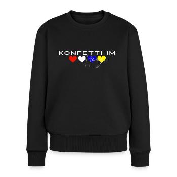 Konfetti im Herz, Fastnacht, Fasching, Karneval - Frauen Premium Bio Pullover - Schwarz - Vorne - Julia (174cm)