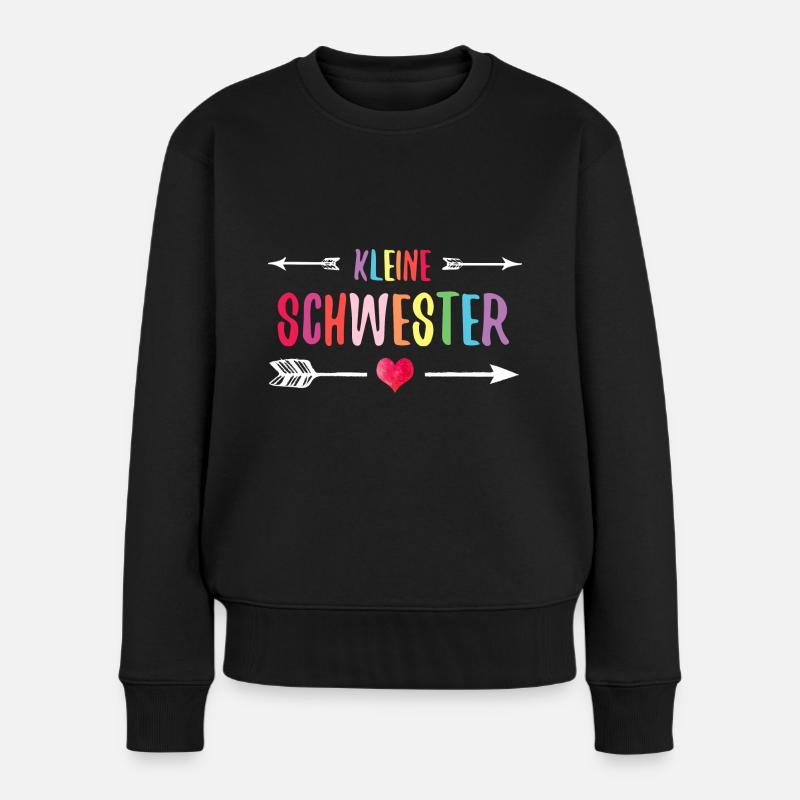 Kleine Schwester Geschwister Schwesterliebe - Frauen Premium Bio Pullover - Schwarz