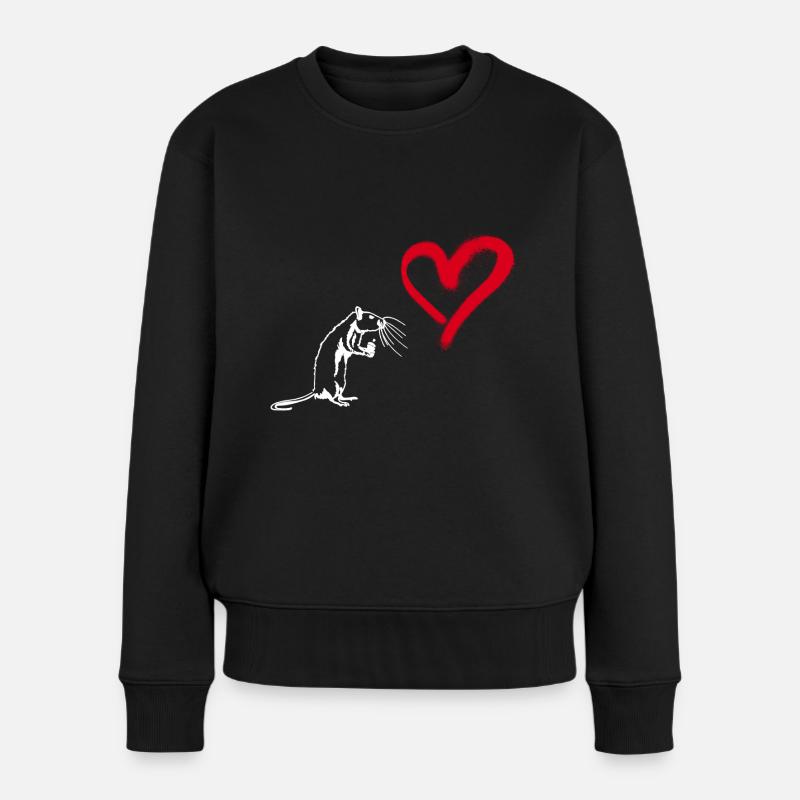 Graffiti Herz Street Art Ratte - Frauen Premium Bio Pullover - Schwarz