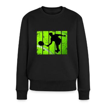 Tennisspieler Tennis Sport - Frauen Premium Bio Pullover - Schwarz - Vorne - Julia (174cm)