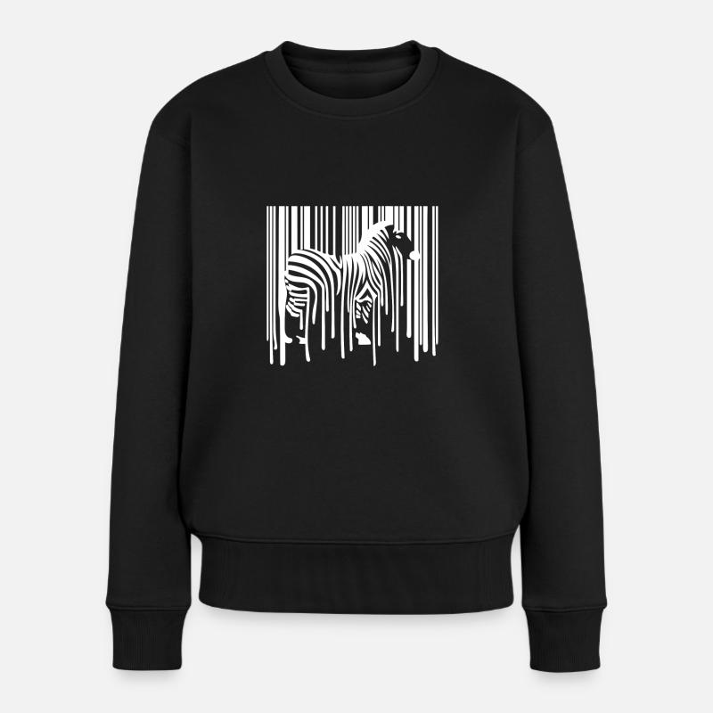 ZEBRA Barcode Drippy Graffiti Street Art - Frauen Premium Bio Pullover - Schwarz