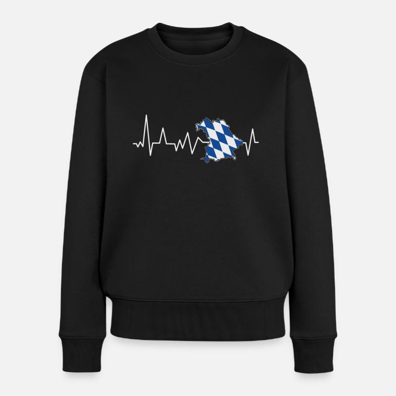 Herzschlag Bayern Wandern - Frauen Premium Bio Pullover - Schwarz