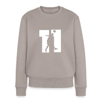 Maillot numéro 11 du joueur de football - Pull Premium bio Femme - taupe - Devant - Julia (174cm)