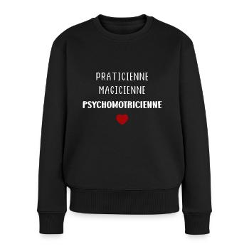Praticienne magicienne Psychomotricienne - Pull Premium bio Femme - noir - Devant - Julia (174cm)