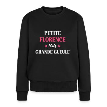 Petite Florence mais grande gueule - Pull Premium bio Femme - noir - Devant - Julia (174cm)
