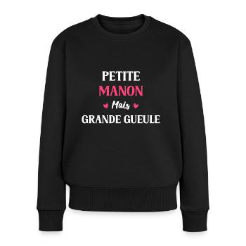 Petite Manon mais grande gueule - Pull Premium bio Femme - noir - Devant - Julia (174cm)
