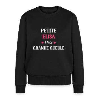 Petite Elisa mais grande gueule - Pull Premium bio Femme - noir - Devant - Julia (174cm)