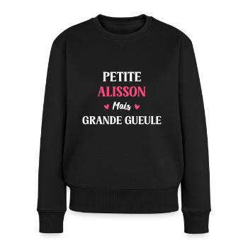 Petite Alisson mais grande gueule - Pull Premium bio Femme - noir - Devant - Julia (174cm)