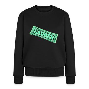 Nom de naissance Lauren - Pull Premium bio Femme - noir - Devant - Julia (174cm)