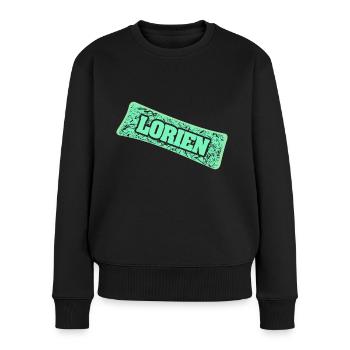 Nom de naissance Lorien - Pull Premium bio Femme - noir - Devant - Julia (174cm)