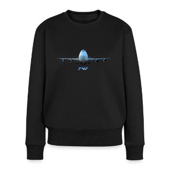 747 Flugzeug Airline Jumbojet - Frauen Premium Bio Pullover - Schwarz - Vorne - Julia (174cm)