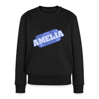 Amelia - Frauen Premium Bio Pullover - Schwarz - Vorne - Julia (174cm)