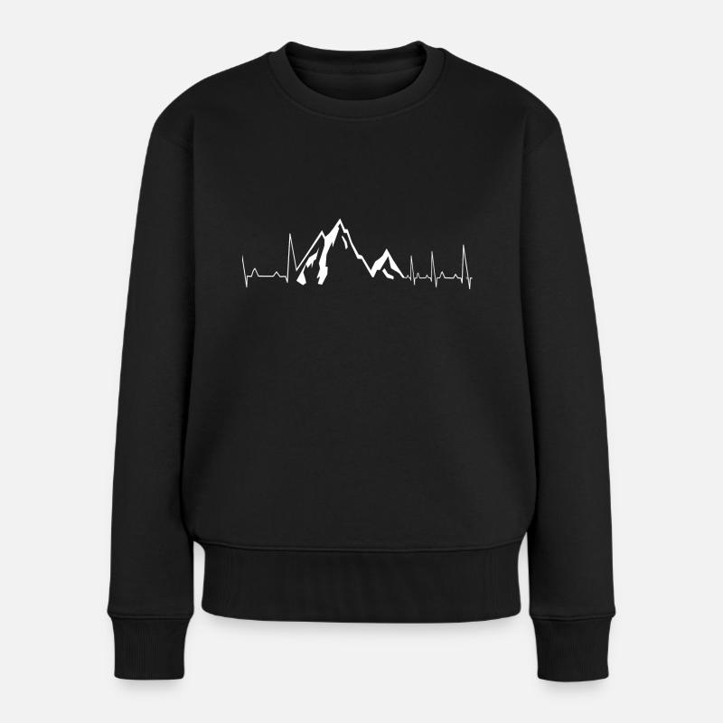 Puls der Berge - Frauen Premium Bio Pullover - Schwarz