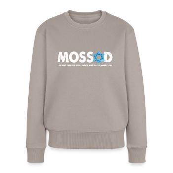 Mossad - L’Institut du renseignement - Pull Premium bio Femme - taupe - Devant - Julia (174cm)