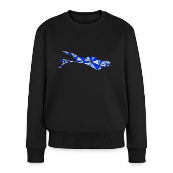 Bodensee | Polygonal | Blau - Frauen Premium Bio Pullover - Schwarz - Vorne - Julia (174cm)