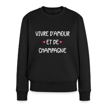 Vivre d'amour de - Pull Premium bio Femme - noir - Devant - Julia (174cm)