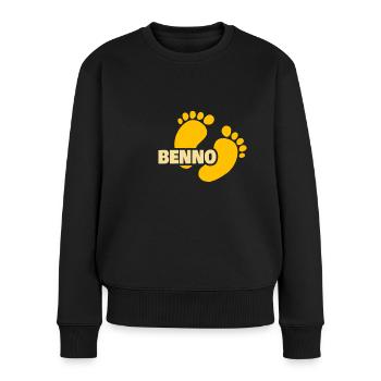 Fußabdruck für Benno Geburt Baby - Frauen Premium Bio Pullover - Schwarz - Vorne - Julia (174cm)