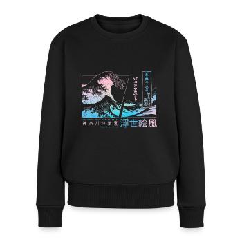 la grosse vague au large de Kanagawa, Japon - Pull Premium bio Femme - noir - Devant - Julia (174cm)