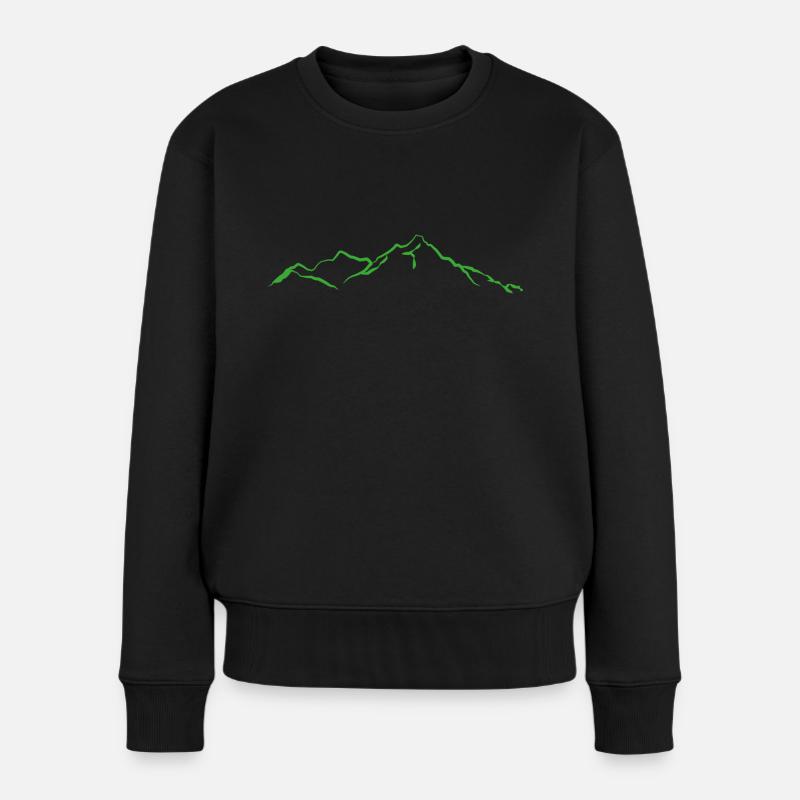 Berge hellgruen - Frauen Premium Bio Pullover - Schwarz