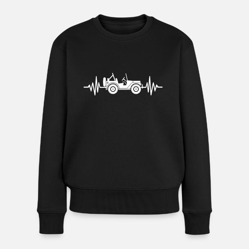 Heart Beat Willys - Frauen Premium Bio Pullover - Schwarz