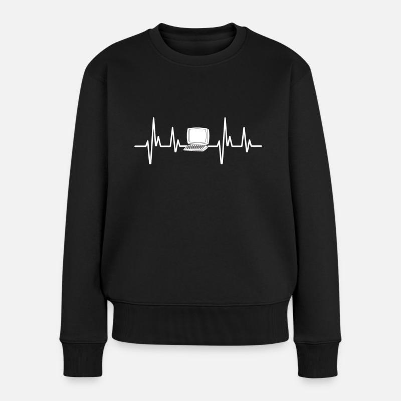 Computer-Herzfrequenz - Frauen Premium Bio Pullover - Schwarz