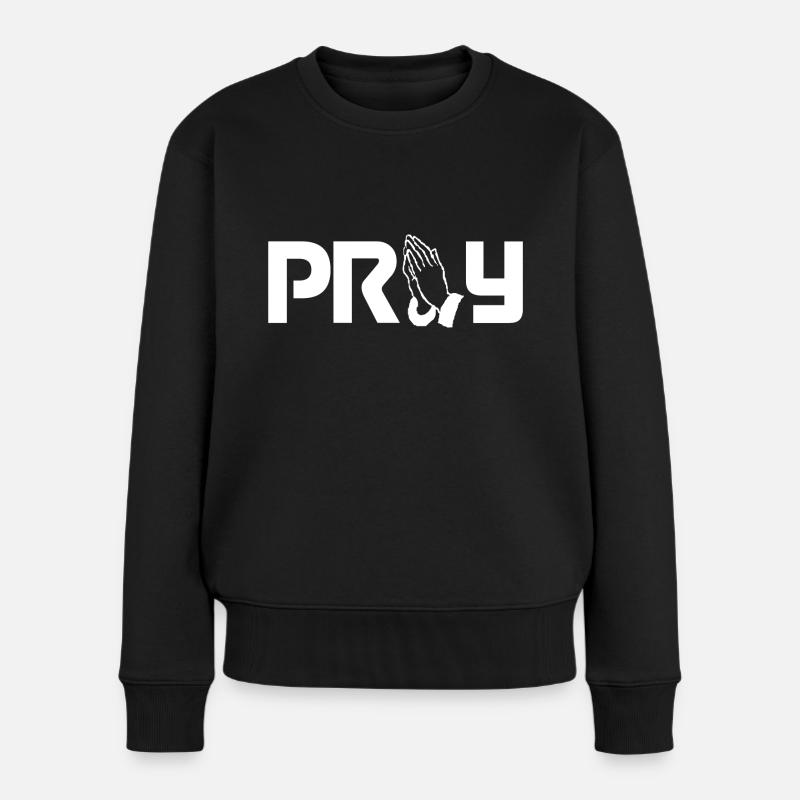 Beten - Christliche Kleidung - Frauen Premium Bio Pullover - Schwarz