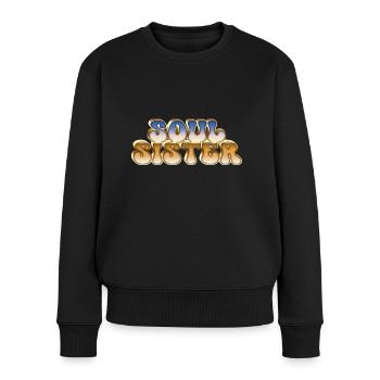 Soul Sister Retro - Frauen Premium Bio Pullover - Schwarz - Vorne - Julia (174cm)