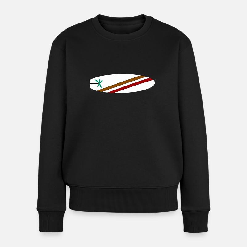 Surfbrett - Frauen Premium Bio Pullover - Schwarz