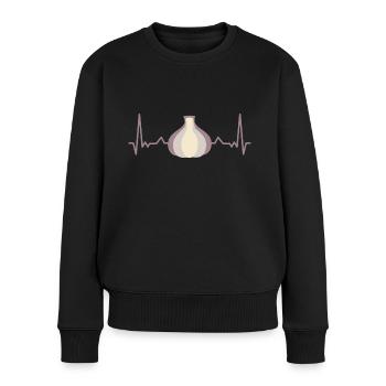 Knoblauch EKG Kardiogramm - Frauen Premium Bio Pullover - Schwarz - Vorne - Julia (174cm)