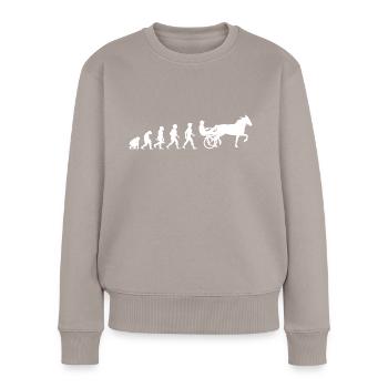 Evolution Trabrennsport Pferderennsport Pferde - Frauen Premium Bio Pullover - Taupe - Vorne - Julia (174cm)