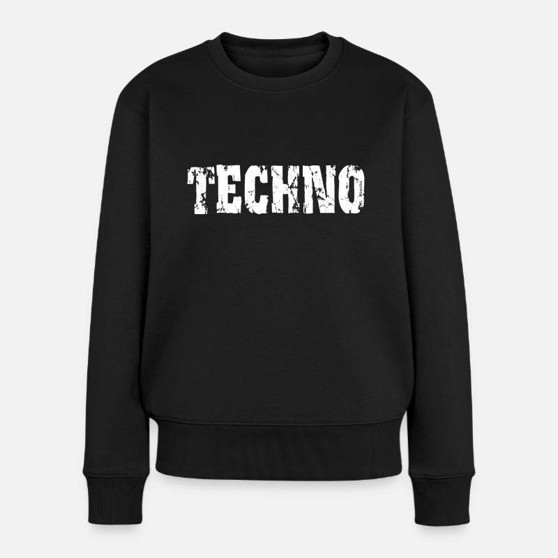 TECHNO - Frauen Premium Bio Pullover - Schwarz