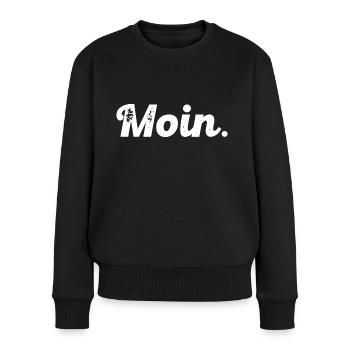 Moin. - Frauen Premium Bio Pullover - Schwarz - Vorne - Julia (174cm)