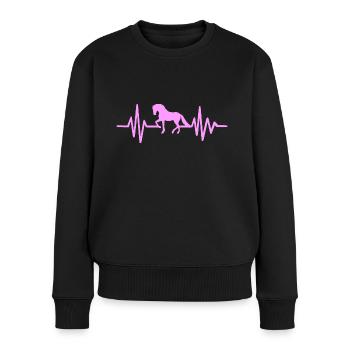 Reiten Herzfrequenz Reiten - Frauen Premium Bio Pullover - Schwarz - Vorne - Julia (174cm)