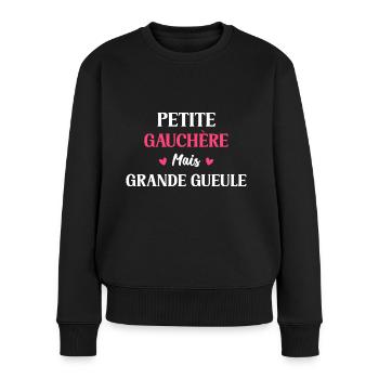 Grande gueule Petite gauchère - Pull Premium bio Femme - noir - Devant - Julia (174cm)