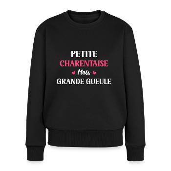 Petite charentaise mais grande gueule - Pull Premium bio Femme - noir - Devant - Julia (174cm)