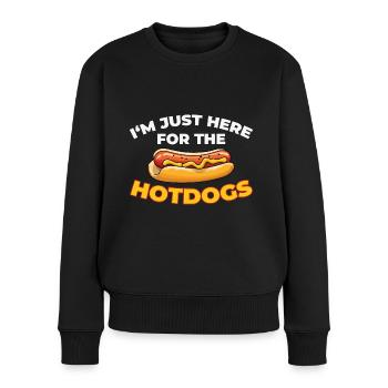 I'm Just Here For The Hot Dogs Lustiges Hot Dog - Frauen Premium Bio Pullover - Schwarz - Vorne - Julia (174cm)