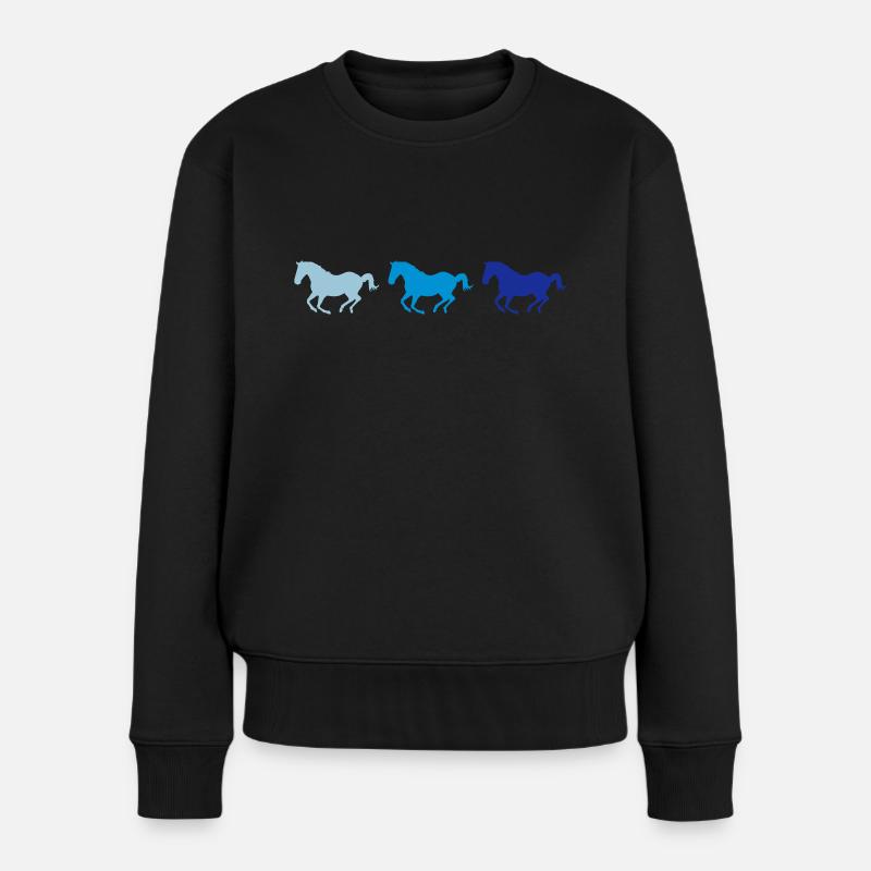 Three horses at a gallop - Women's Premium Organic Jumper - black