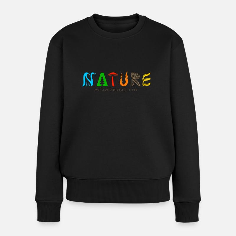 Wandern Nature Typographic Design - Frauen Premium Bio Pullover - Schwarz