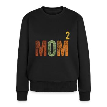 Mama Hoch Zwei Muttertag Retro Vintage - Frauen Premium Bio Pullover - Schwarz - Vorne - Julia (174cm)
