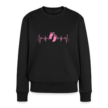 baby babyfüße Herzschlag schwanger Schwangerschaft - Frauen Premium Bio Pullover - Schwarz - Vorne - Julia (174cm)