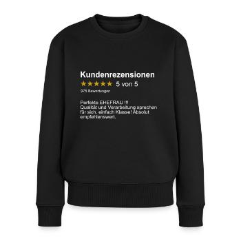 Kundenrezension Damen Spruch beste Ehefrau - Frauen Premium Bio Pullover - Schwarz - Vorne - Julia (174cm)