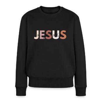 Jesus, der Weg, die Wahrheit, das Leben - Frauen Premium Bio Pullover - Schwarz - Vorne - Julia (174cm)