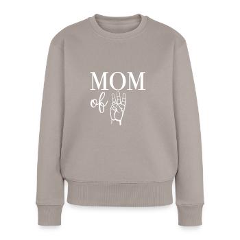 Mom of Three - Frauen Premium Bio Pullover - Taupe - Vorne - Julia (174cm)