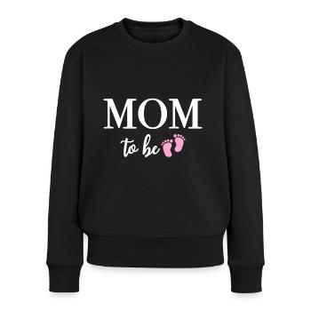 MOM TO BE Mädchen Baby Schwangerschaft - Frauen Premium Bio Pullover - Schwarz - Vorne - Julia (174cm)
