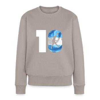 Joueur de football numéro 10 Argentine - Pull Premium bio Femme - taupe - Devant - Julia (174cm)